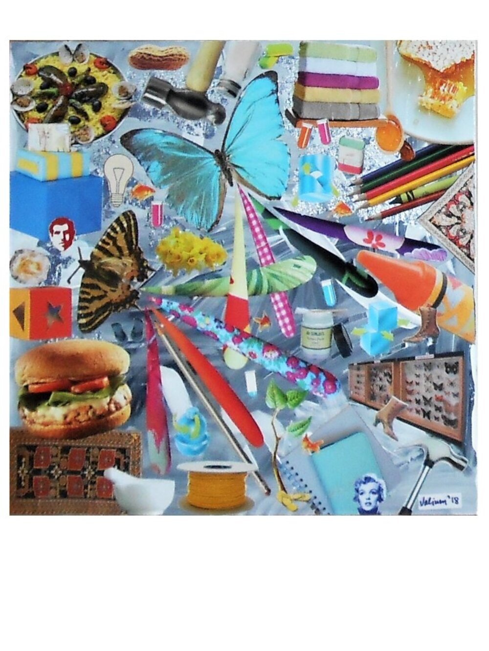 Original & unique collage on a 12 X 12 X 3/4 canvas